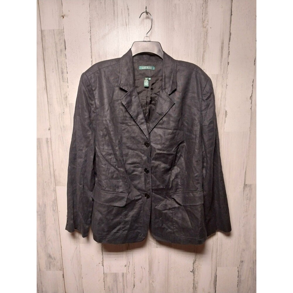 Lauren Ralph Lauren Women's Black 100% Linen Blazer Size 20W